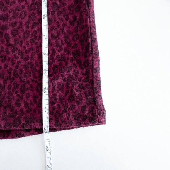 Banana Republic Womens Knit Top Puff Long Sleeve Animal Print Maroon Small - Picture 6 of 7